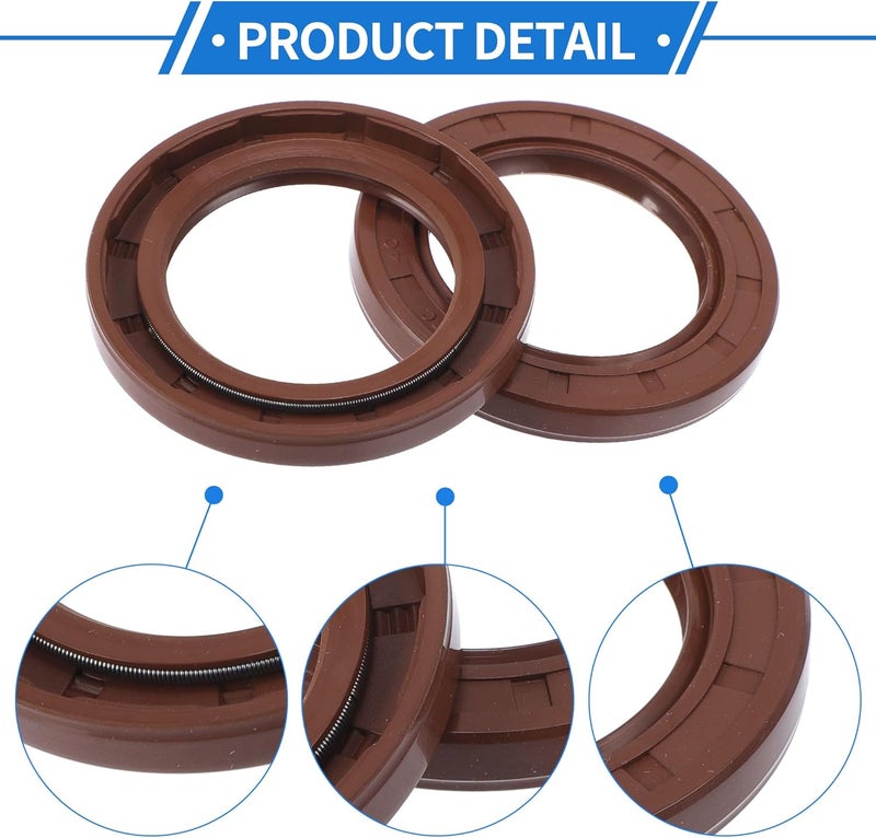 VekAuto Universal Oil Seal TC Double Lip W Steel Spring Seal Ring Rotary Shaft Seal 40x60x7mm High Pressure FKM Rubber Brown 2 Pcs - Image 5